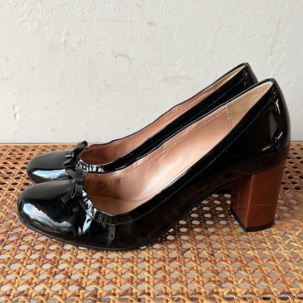 Anyi Lu Patent Leather Pumps with Bow